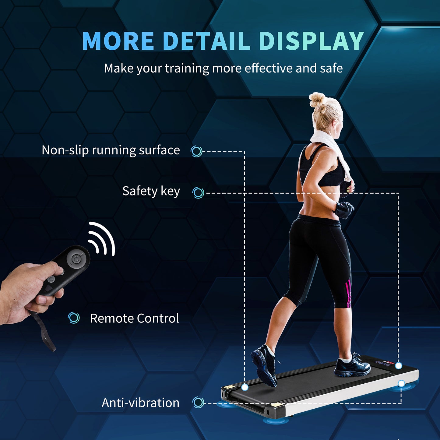 HOMCOM lectric Treadmill Walking Machine 735W Motorised Walking Treadmill 1-6km/h Aerobic Exercise Walking Pad w/ LED Display & Remote Control