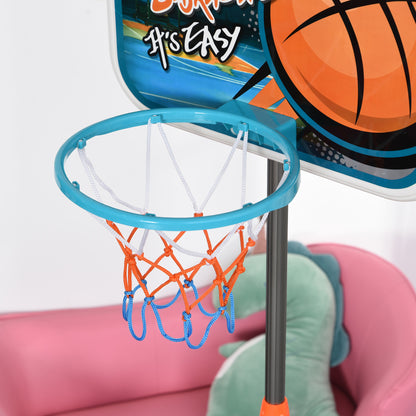 HOMCOM ids Basketball Hoop and Stand Portable Basketball Stand Set w/ Ball Pump Netting Backboard Adjustable Height from 126 cm to 158 cm