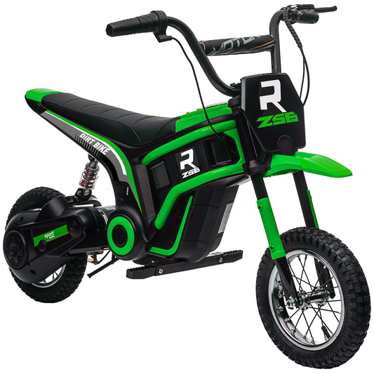 HOMCOM 4V Electric Motorbike with Twist Grip Throttle, Music, Horn, 12" Pneumatic Tyres, 16km/h Max Speed - Green