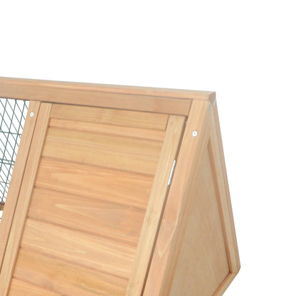 PawHut Wooden Rabbit Hutch Triangle Bunny Ferret Cage Guinea Pig Run Small Animal Hutch Yellow 116 x 62.2 x 52.5 cm