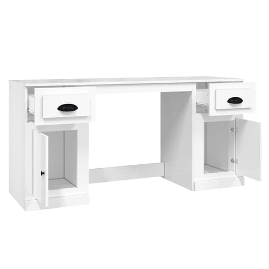 Furco Vance White Computer Desk with Storage - 2 Doors & 2 Drawers for Home Office