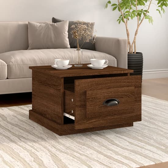 Brown Oak Coffee Table with Drawer - Vance Wooden Living Room Furniture