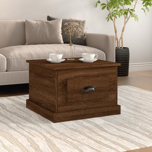 Brown Oak Coffee Table with Drawer - Vance Wooden Living Room Furniture