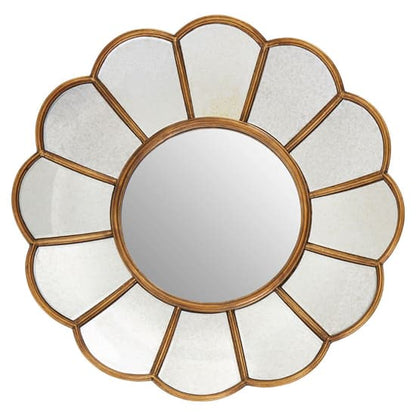 Gold Floral Wall Mirror - FURCO Varian Decorative Mirror for Bedroom and Living Room