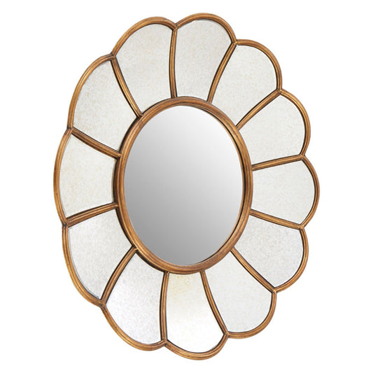 Gold Floral Wall Mirror - FURCO Varian Decorative Mirror for Bedroom and Living Room