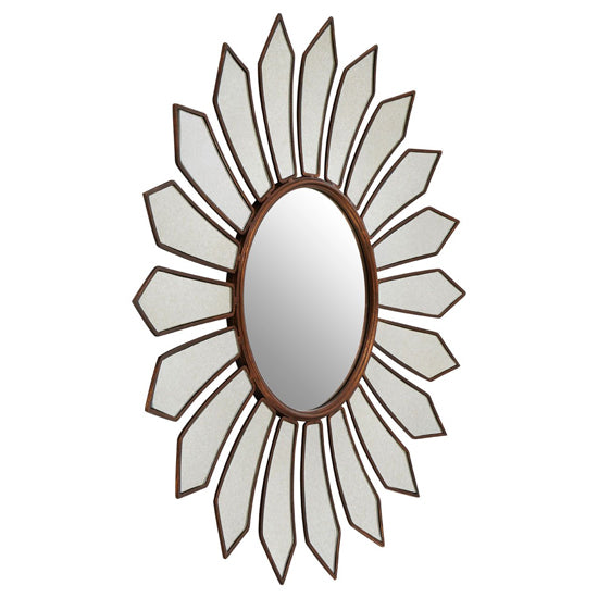 FURCO Varian Gold Metal Petal Wall Mirror for Bedroom and Living Room Decor