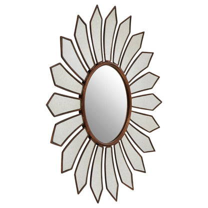 FURCO Varian Gold Metal Petal Wall Mirror for Bedroom and Living Room Decor