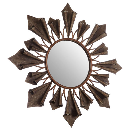 FURCO Varian Antique Gold Wall Mirror with Scroll Design for Bedroom Decor