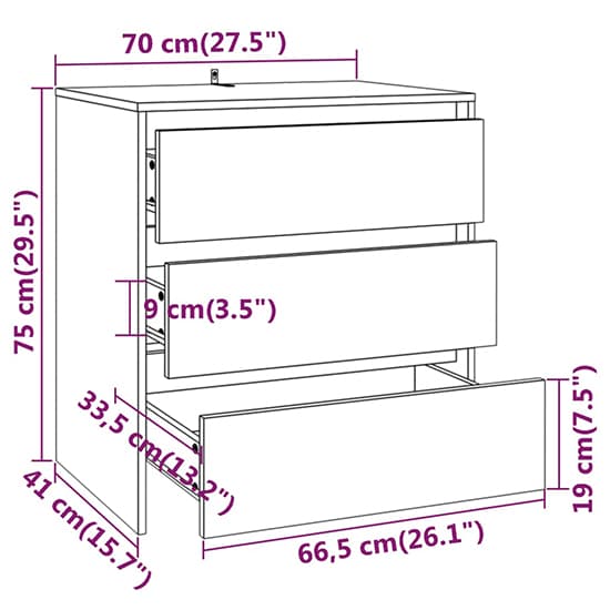 Variel High Gloss Chest Of 3 Drawers In White