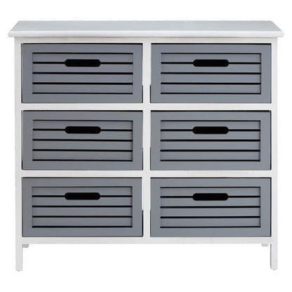 Varmora Wooden Chest Of 6 Drawers In White And Grey