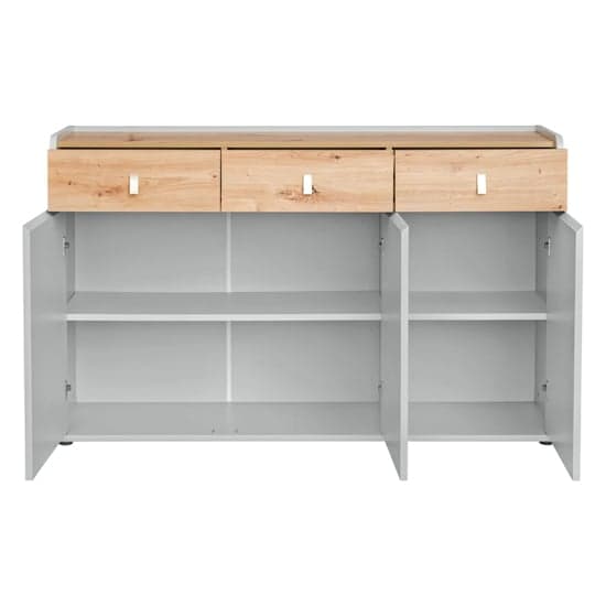 Varna Wooden Sideboard With 3 Doors 3 Drawers In Pearl Grey