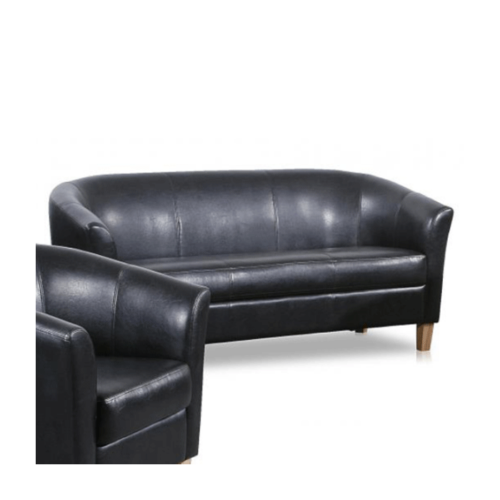 Bexhill 3 Seater Faux Leather Sofa - Black - Nestium