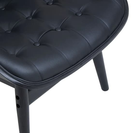 FURCO Black Faux Leather Tufted Chair with Elm Wood Legs for Modern Living Rooms