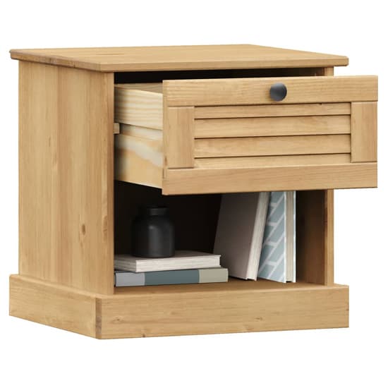 Vega Pinewood Bedside Cabinet With 1 Drawer In Brown