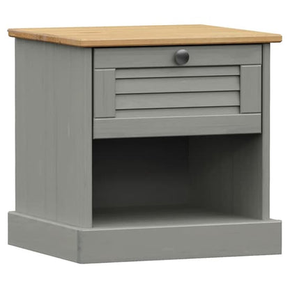 Vega Pinewood Bedside Cabinet With 1 Drawer In Grey