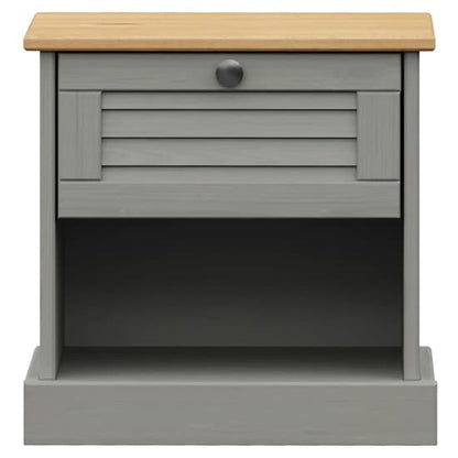 Vega Pinewood Bedside Cabinet With 1 Drawer In Grey