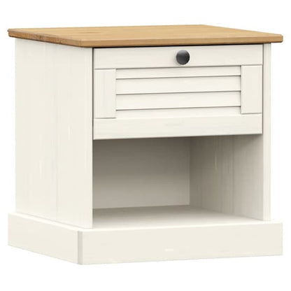 Vega Pinewood Bedside Cabinet With 1 Drawer In White