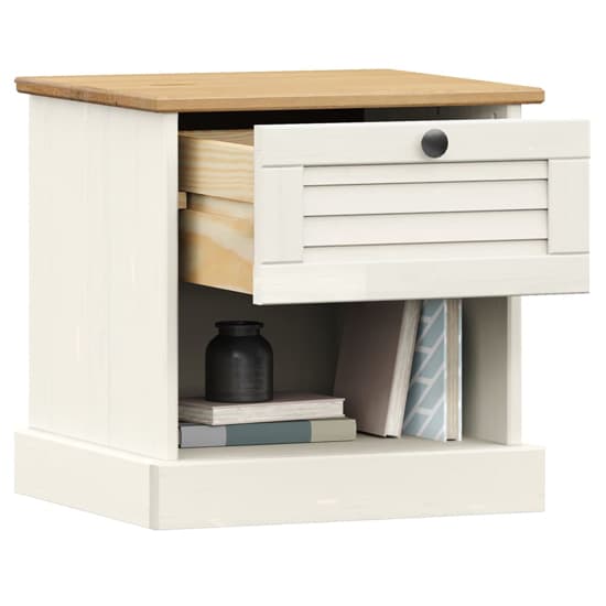 Vega Pinewood Bedside Cabinet With 1 Drawer In White