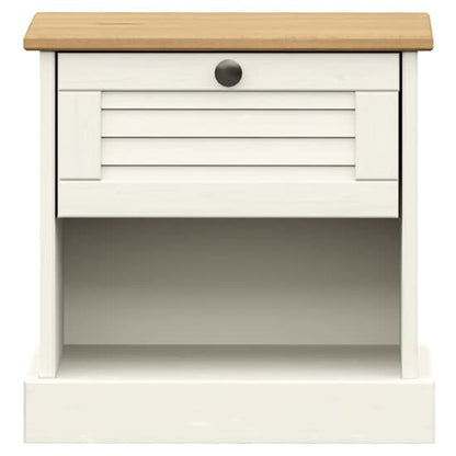 Vega Pinewood Bedside Cabinet With 1 Drawer In White