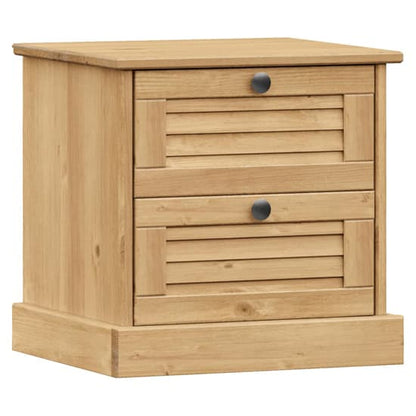 Vega Pinewood Bedside Cabinet With 2 Drawers In Brown