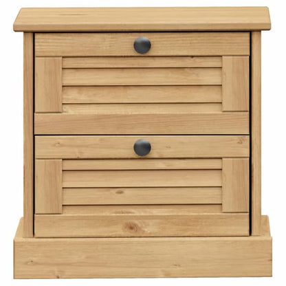 Vega Pinewood Bedside Cabinet With 2 Drawers In Brown