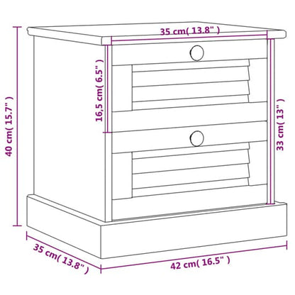 Vega Pinewood Bedside Cabinet With 2 Drawers In Brown