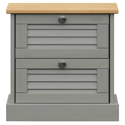 Vega Pinewood Bedside Cabinet With 2 Drawers In Grey