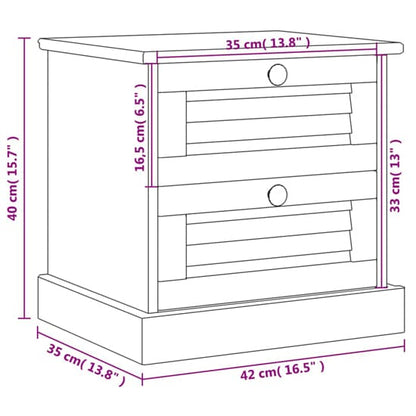 Vega Pinewood Bedside Cabinet With 2 Drawers In Grey