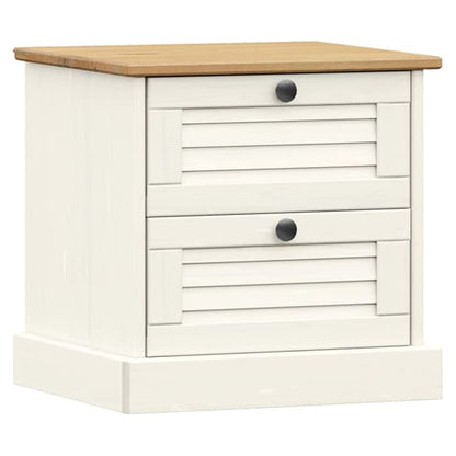 Vega Pinewood Bedside Cabinet With 2 Drawers In White