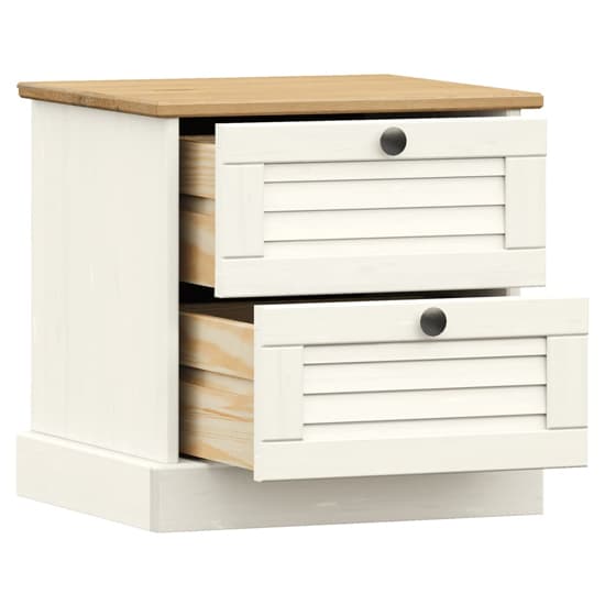 Vega Pinewood Bedside Cabinet With 2 Drawers In White