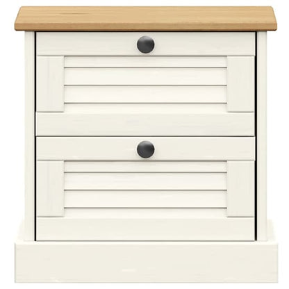 Vega Pinewood Bedside Cabinet With 2 Drawers In White