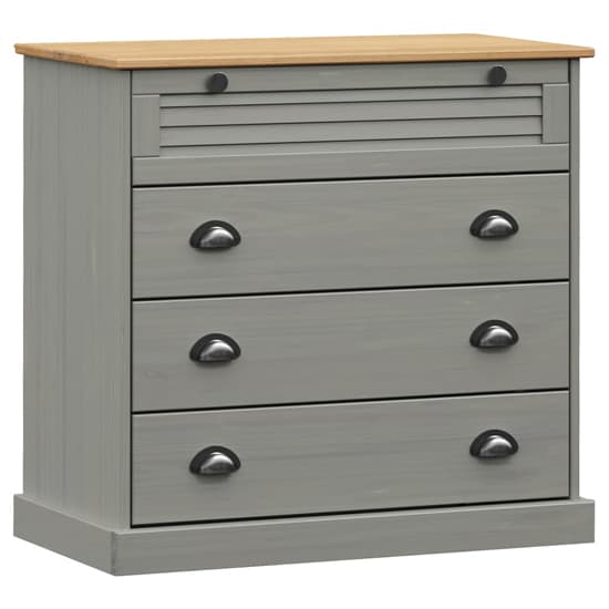 Vega Pinewood Chest Of 4 Drawers In Grey