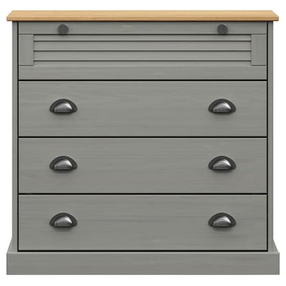 Vega Pinewood Chest Of 4 Drawers In Grey