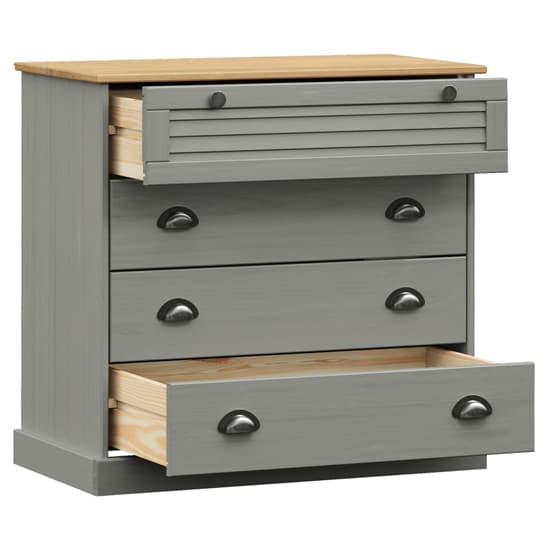 Vega Pinewood Chest Of 4 Drawers In Grey