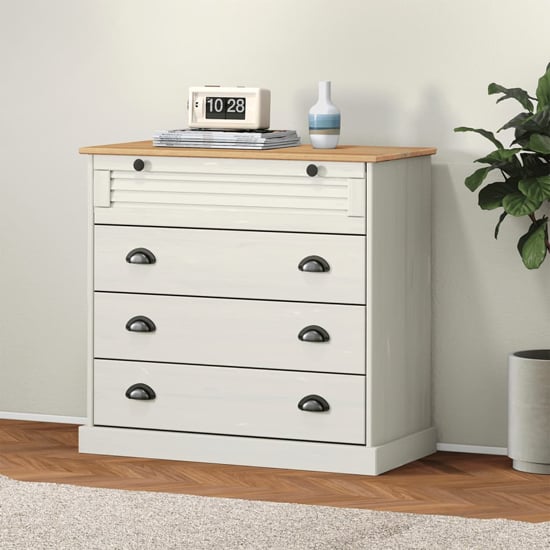 Vega Pinewood Chest Of 4 Drawers In White