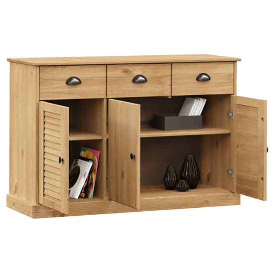 Vega Pinewood Sideboard With 3 Doors 3 Drawers In Brown