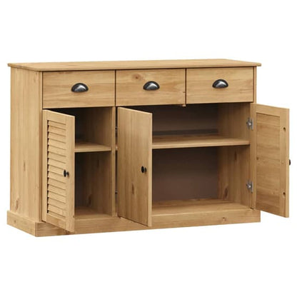 Vega Pinewood Sideboard With 3 Doors 3 Drawers In Brown