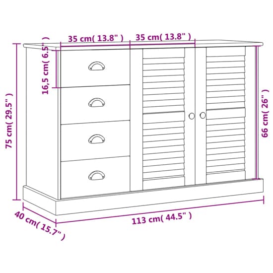 Vega Pinewood Sideboard With 3 Doors 3 Drawers In Brown