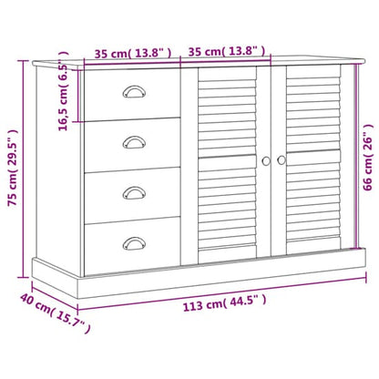 Vega Pinewood Sideboard With 3 Doors 3 Drawers In Brown