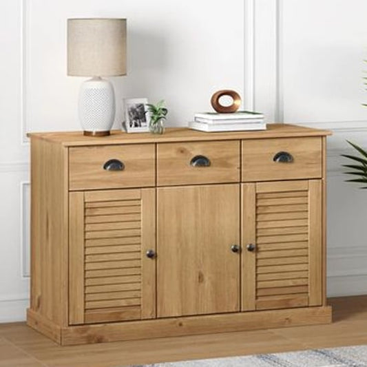 Vega Pinewood Sideboard With 3 Doors 3 Drawers In Brown