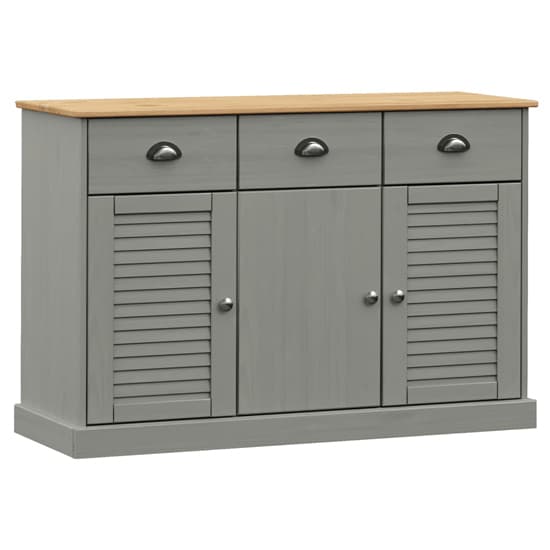 Vega Pinewood Sideboard With 3 Doors 3 Drawers In Grey