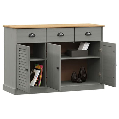 Vega Pinewood Sideboard With 3 Doors 3 Drawers In Grey