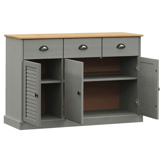 Vega Pinewood Sideboard With 3 Doors 3 Drawers In Grey