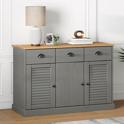 Vega Pinewood Sideboard With 3 Doors 3 Drawers In Grey