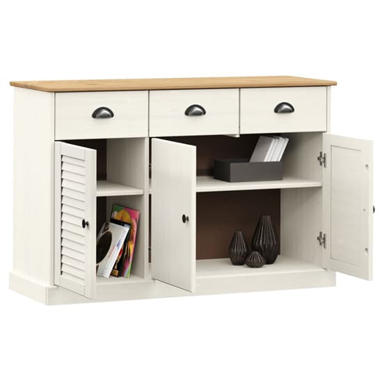 Vega Pinewood Sideboard With 3 Doors 3 Drawers In White