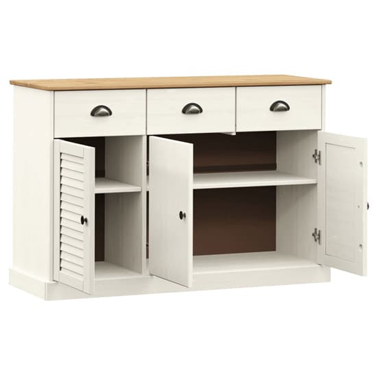 Vega Pinewood Sideboard With 3 Doors 3 Drawers In White