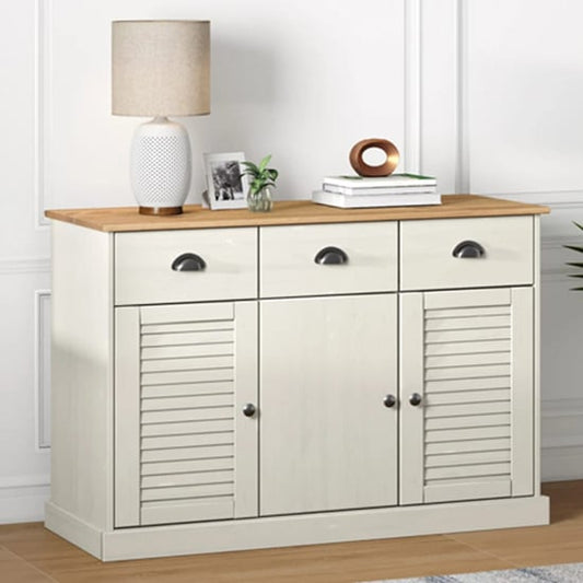 Vega Pinewood Sideboard With 3 Doors 3 Drawers In White