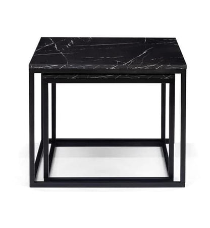 Venice Wooden Set Of 2 Coffee Tables In Black Marble Effect