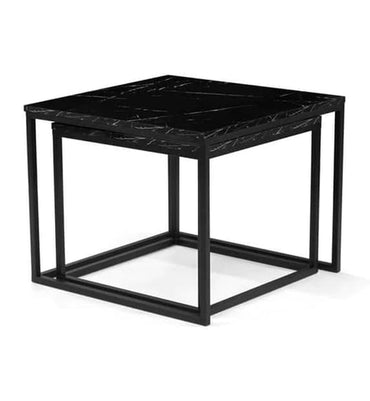 Venice Wooden Set Of 2 Coffee Tables In Black Marble Effect