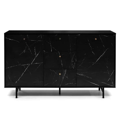 Venice Black Marble Effect Wooden Sideboard with 2 Doors and 3 Drawers